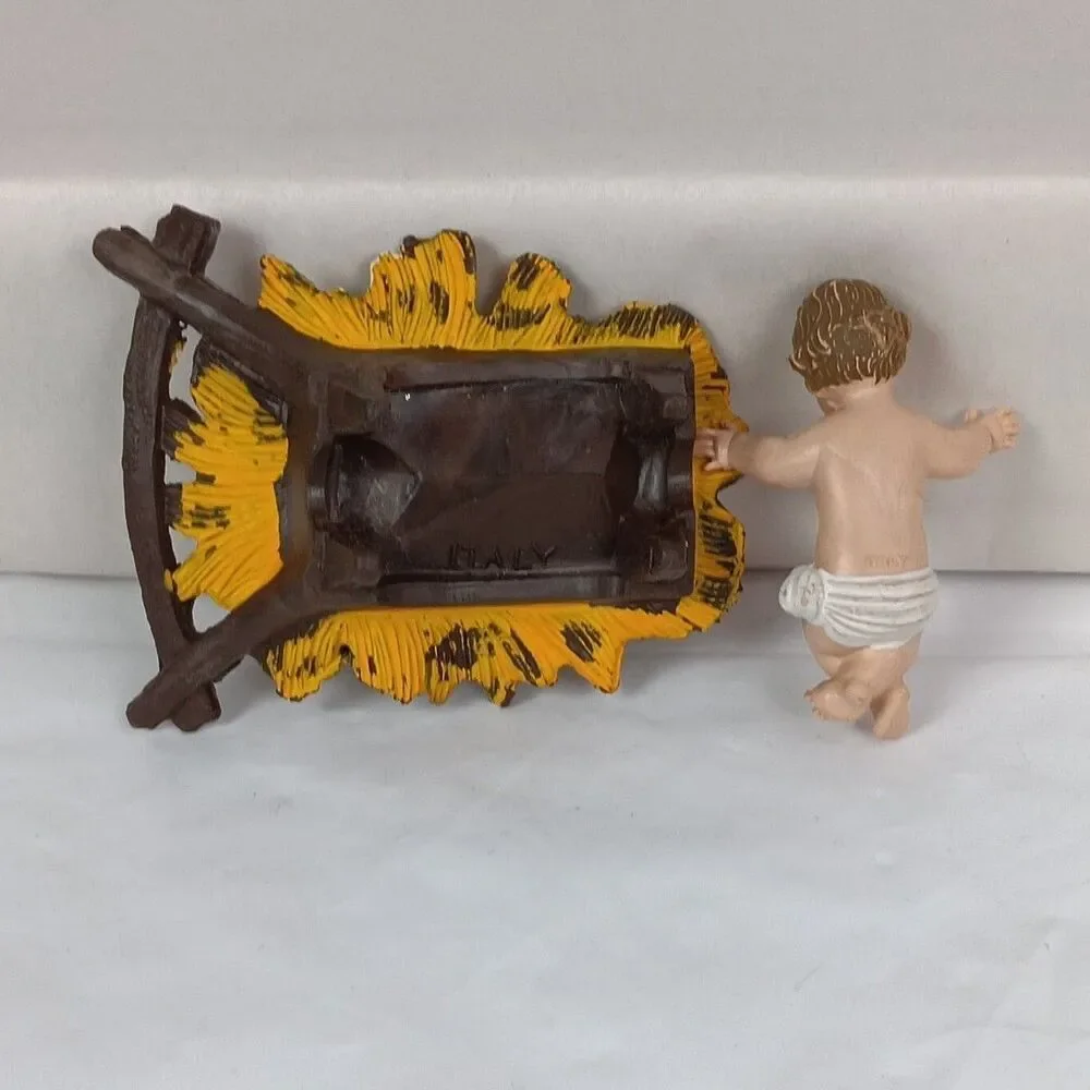 Nativity Depose Italy Fontanini Mary Baby Jesus Joseph Shepard Sheep Vintage Lot